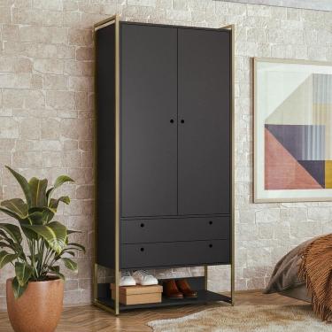 Imagem de Closet Industrial Modulo 2 Portas 2 Gavetas Preto - Olivar Móveis