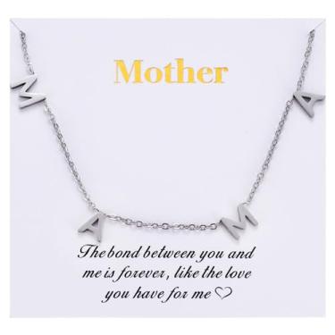 Imagem de Colar de presente para mamãe para mulheres da filha, presente de sogra pela primeira vez para mamãe, presente para grávidas, Medium, Aço inoxidável, Sem Pedra Preciosa
