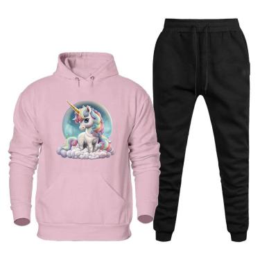 Imagem de Conjunto Abrigo Moletom Quentinho Plus Size Feminino Estampado Com Calça Basica Confortavel Macia