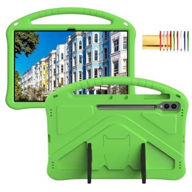 Imagem de Capa infantil para tablet Samsung Galaxy Tab S10 Ultra/S9 S8 Ultra de 14,7 polegadas, Techcircle leve, à prova de choque, alça de espuma vinílica acetinada, suporte resistente, verde
