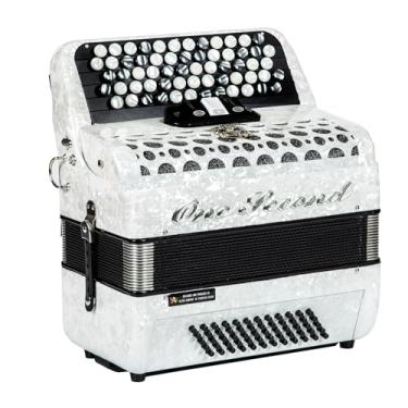 Imagem de ONESECOND Acordeão de baixo 62 teclas 60, um instrumento educacional profissional adequado para adultos iniciantes e estudantes, com uma capa e alça de ombro (branca)
