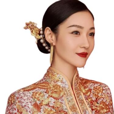 Imagem de Acessórios de cabelo chineses para noivas de casamento Xiuhe, acessórios de cabelo vintage feitos à mão