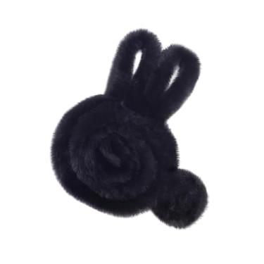 Imagem de oshhni Fita de enfeite de pele artificial de Natal 5 cm de largura, faixa de pelúcia artificial para brincadeira de papéis de Natal para roupas de Halloween, Preto