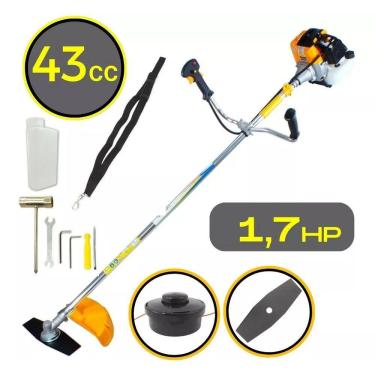 Imagem de ROCADEIRA LATERAL VULCAN VR430S 2T 43CC 1,7HP PROFISSIONAL com Carretel e Lamina Faca para Trabalho Pesado Capim, Mato