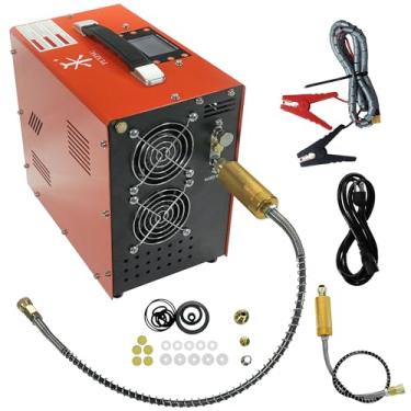 Imagem de TUXING Compressor de ar Pcp, 4500Psi 30Mpa, livre de óleo/água, transformador/sistema de drenagem integrado, alimentado por carro 12 V CC ou casa 110 V CA com adaptador (incluído), bomba para rifles