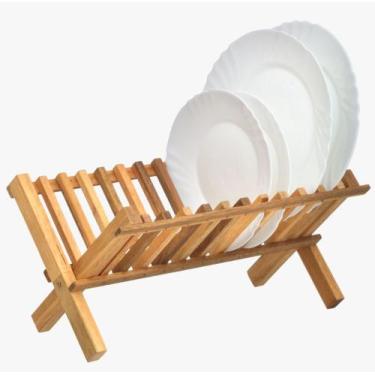 Imagem de Suporte Madeira Escorredor Porta Prato Cozinha - Ana Decorações