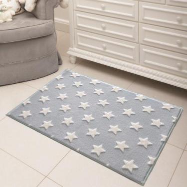 Imagem de Tapete Infantil Jolitex Mimo Estrelas Azul 0,70x1,00m Antiderrapante