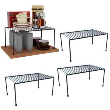 Imagem de Kit 4 Organizador de Armário Multiuso Médio de 33cm Prateleira Aramado