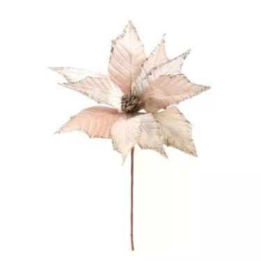 Imagem de FLOR POINSETTIA CHAMPAGNE 30cm DECORATIVA - Cromus