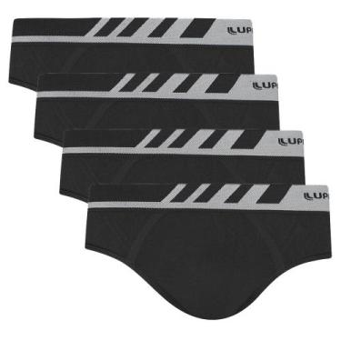 Imagem de Combo Com 4 Cuecas Slip Microfibra Sem Costura Lupo Original, Preto, M