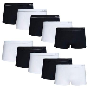 Imagem de Cuecas Sunga Lupo Kit Com 10 Microfibra Sem Costura, Preta e branca, G