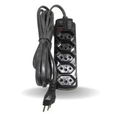 Imagem de Extensão Elétrica 5 Tomadas Régua Filtro Linha Bivot 5 Metros Com Fusí