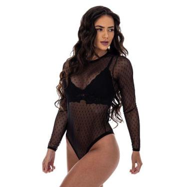 Imagem de Kit 2 Blusa Tshirt Manga Curta Tule Body Manga Longa Poá Fristyle, M, 