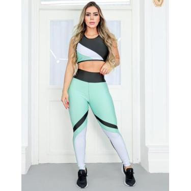 Imagem de Conjunto Esportivo Feminino com Calça Legging e Cropped com Recorte Co