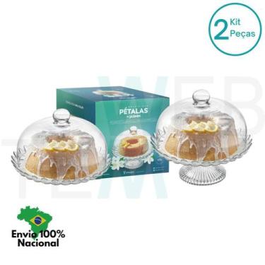Imagem de Conjunto 2 Mini Boleiras de Vidro com e sem Pé e Tampa Pétalas de Jasm
