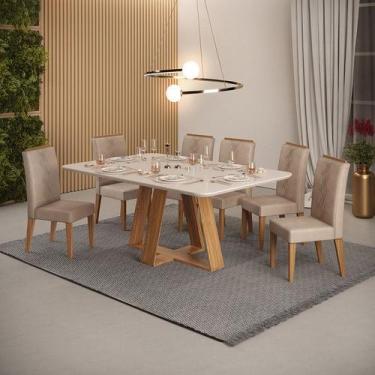 Imagem de Mesa De Jantar Retangular 6 Lugares kiara 6 Cadeira Yasmin - DJ Moveis