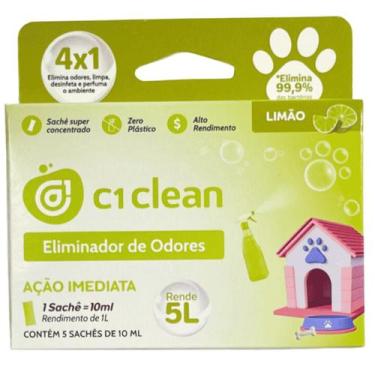 Imagem de Eliminador De Odores Limão Sachê De Limpeza Rende 5 Litros C1 Clean