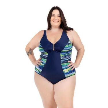 Imagem de Maiô Plus Size Detalhe que Emagrece Moda Praia - Kosh, Marinho, 52, Ma