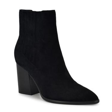 Imagem de Nine West Bota de cano curto feminina Cleeo, Camurça preta 002, 39