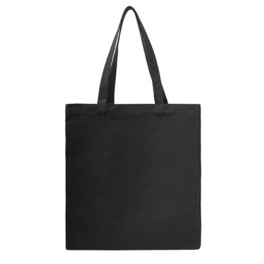 Imagem de TOPASION Sacolas de lona de algodão - Sacos de compras de tecido leve para atividades de promoção DIY - Cor sólida, Preto, Large (16" x 15" x 28")