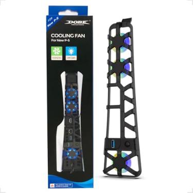Imagem de Cooler Externo Ventilador Fan USB Com LED Compatível Para PS5 SLIM Disco e Digital 3 Ventiladores (PRETO)