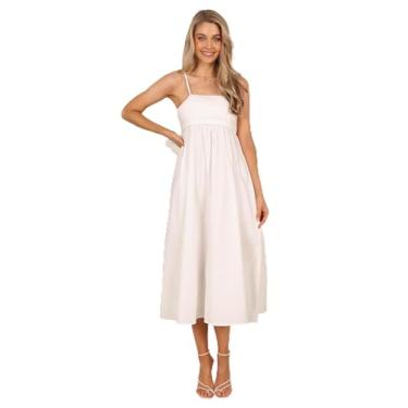 Imagem de Petal & Pup Vestido midi feminino Alice com laço nas costas, Branco, PP