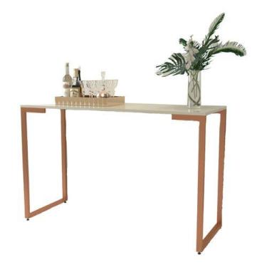 Imagem de Aparador Violeta (1,20x45) Pés De Cobre Tampo Off White - sonhodecor