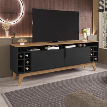 Imagem de Rack para tv até 60 polegadas wine 1,60 preto/noce - Village Móveis