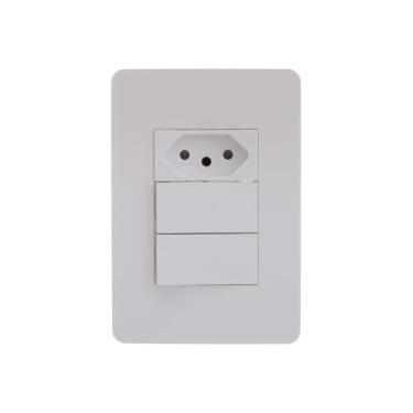Imagem de Conjunto 2 Interruptores Simples 10A + Tomada Branco 2P+T 10A Pl Orion S71333104, Schneider Electric