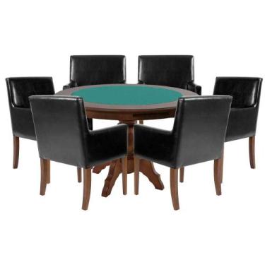Imagem de Mesa de Jogos Carteado Redonda Montreal Tampo Reversível Imbuia com 6 