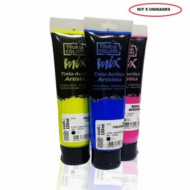 Imagem de Kit 5 Tinta Acrílica Artistica Mix 150ml a Sua Escolha True Colors