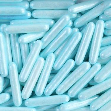 Imagem de 3 Un Confeito comestível Sugar Rods Azul Perolizado 20mm - Cromus