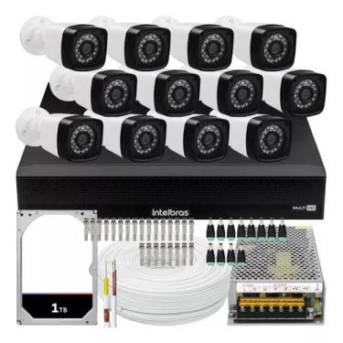 Imagem de Kit Dvr Intelbras 16 Canais H.265 1tb 12 Câmeras Full Hd 20m