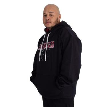 Imagem de Blusa Moletom Masculina Plus Size M10 Dunk Chicago, Preto,  G2