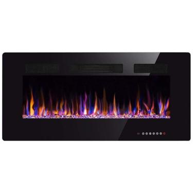 Imagem de Lareira Elétrica Xbeauty de 76 cm, Embutida ou de Parede, Linear, Ultrafina e Leve, LED, Tela Touch, Controle Remoto, 1500W