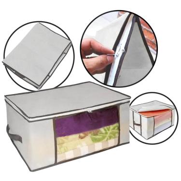 Imagem de Caixa Organizadora Roupa Coberta: Armazene Edredons e Roupas com Proteção, Design Dobrável, Visor Transparente e Material Resistente