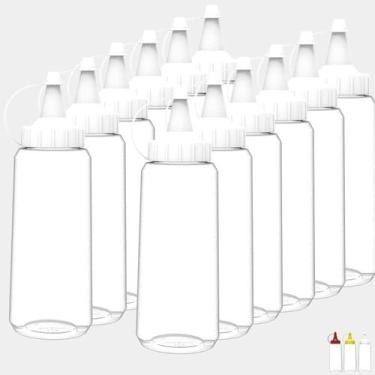 Imagem de Kit 12 Bisnagas Flexível Transparente 250ML Molho Ketchup Maionese Mos