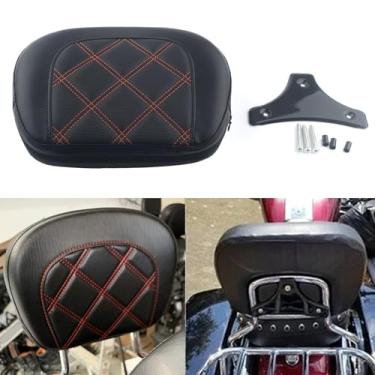 Imagem de FINMOKAL Almofada de encosto Sissy Bar para motocicleta com suporte preto para Harley Breakout CVO Electra Street Road Glide Road King Ultra Classic Solftail Heritage 1996-2023 - Linha laranja