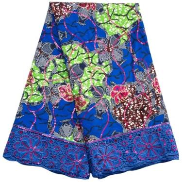 Imagem de Tecido africano Ankara Wax Guipure Cord Lace Fabric Newest Nigerian Wax Lace with Sequins for Sew Classics Wedding Party Dress for Sewing(8Ankara Wax lace)