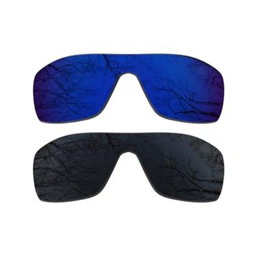 Imagem de ToughAsNails 2 pares de lentes polarizadas de substituição compatíveis com óculos de sol Oakley Batwolf OO9101, Azul-escuro, One Size