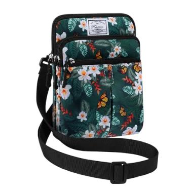 Imagem de KAMO Bolsa multifuncional para celular de um ombro só, bolsa transversal diagonal, Flor verde-amarela, One Size