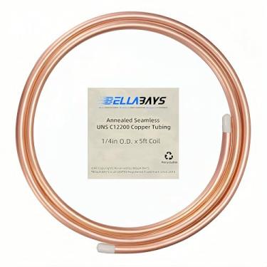 Imagem de BELLA BAYS Tubo de cobre 1/10.2 cm OD x 0.5 cm ID x 1.5 m, 99,9% C12200 ASTM B280 Refrigeração ACR Tubing Seamless Soft Coil Round T2 Tubo de cobre puro para sistema HVAC, geladeira, indústria, faça