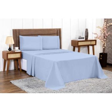 Imagem de Jogo de Cama Lençol 4 peças PERCAL 100% ALGODÃO Casal Queen King Hotel