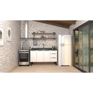 Imagem de Conjunto cozinha juno gabinete c/ armario suspenso 100% aço 1.50 mt - 