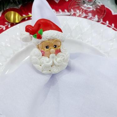 Imagem de Porta Guardanapo Papai Noel Óculos Biscuit - Decor Madame Blue
