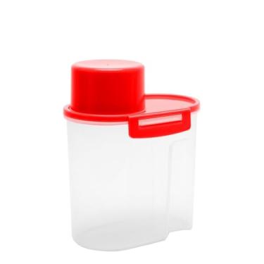 Imagem de Kit 3 Lata De Farinha De 1,8 Litros Recipiente De Farinha Com Bico Distribuidor De GrãOs De 1800ml Distribuidor De SabãO(Vermelho)