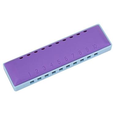 Imagem de 10 Buracos de órgão de órgão Bucal Harmonica Harmonica Instrumentos Musicais Educacionais Com Parafusos Incorporados para Iniciantes (Purple)