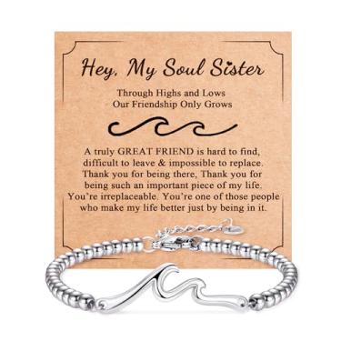 Imagem de QuillVox Presente para amigos – Pulseira de onda para melhor amiga Bestie Soul Sister, The Waves of Life We've Through Together, Ideia de presentes de amizade para mulheres, presente de aniversário