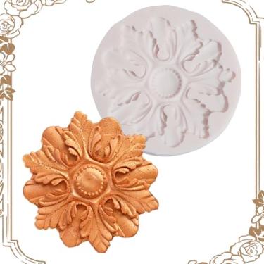 Imagem de IKOJING Molde de silicone europeu em relevo para assar e fazer artesanato, molde de fondant de chocolate barroco, adequado para forno e freezer, perfeito para decoração de bolos, biscoitos, doces