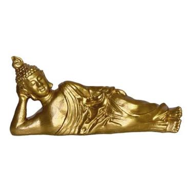 Imagem de Buda Hindu Tibetano Estátua  Decoração Deitado Enfeite Sala - Divino E